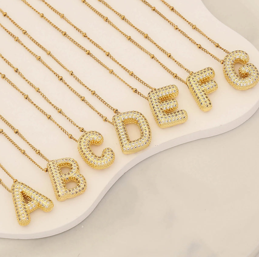 Balloon Initial Zirconia Necklace