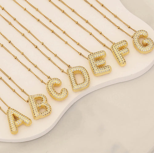 Balloon Initial Zirconia Necklace