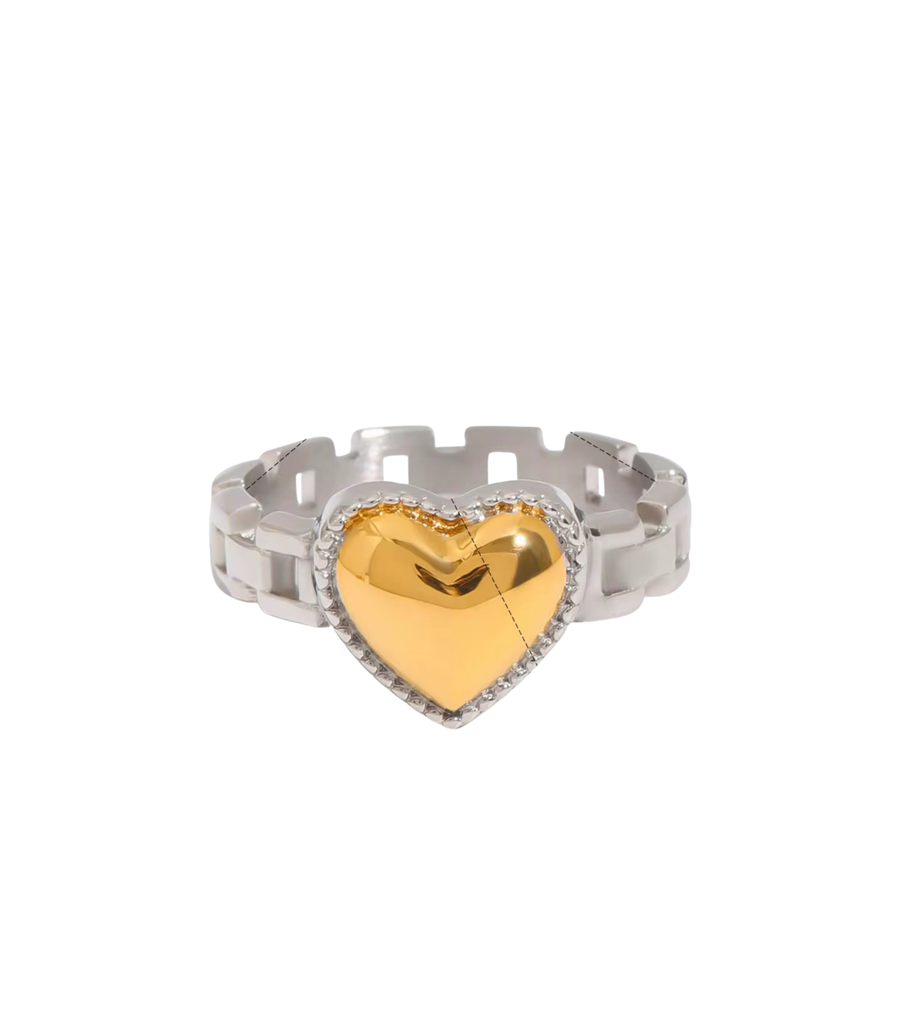 Silver Gold Heart Ring